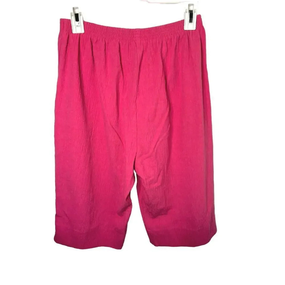 Vicki‎ Wayne’s,16P linen blend gauzy elastic waist pocketed Capri pants ￼